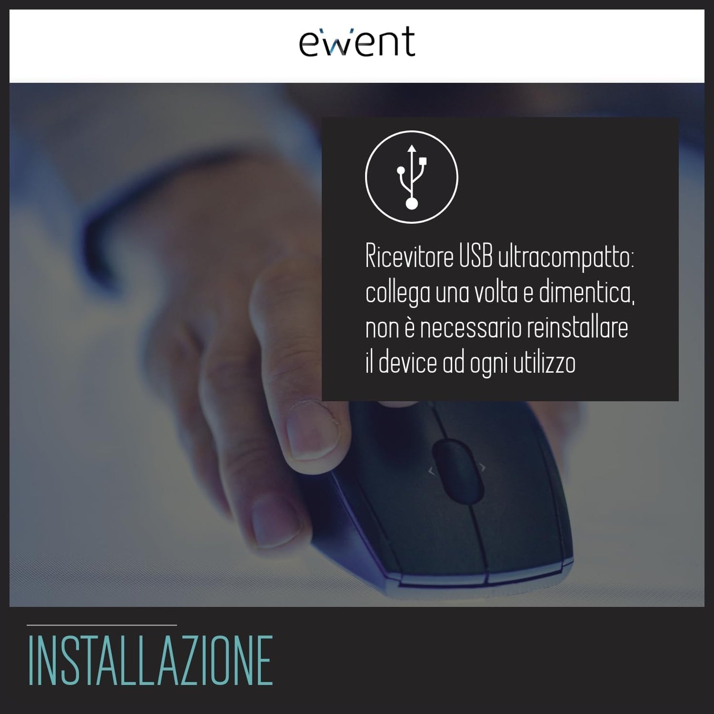 Ewent Mouse Wireless USB Ottico 1000 DPI Nero - EW3223