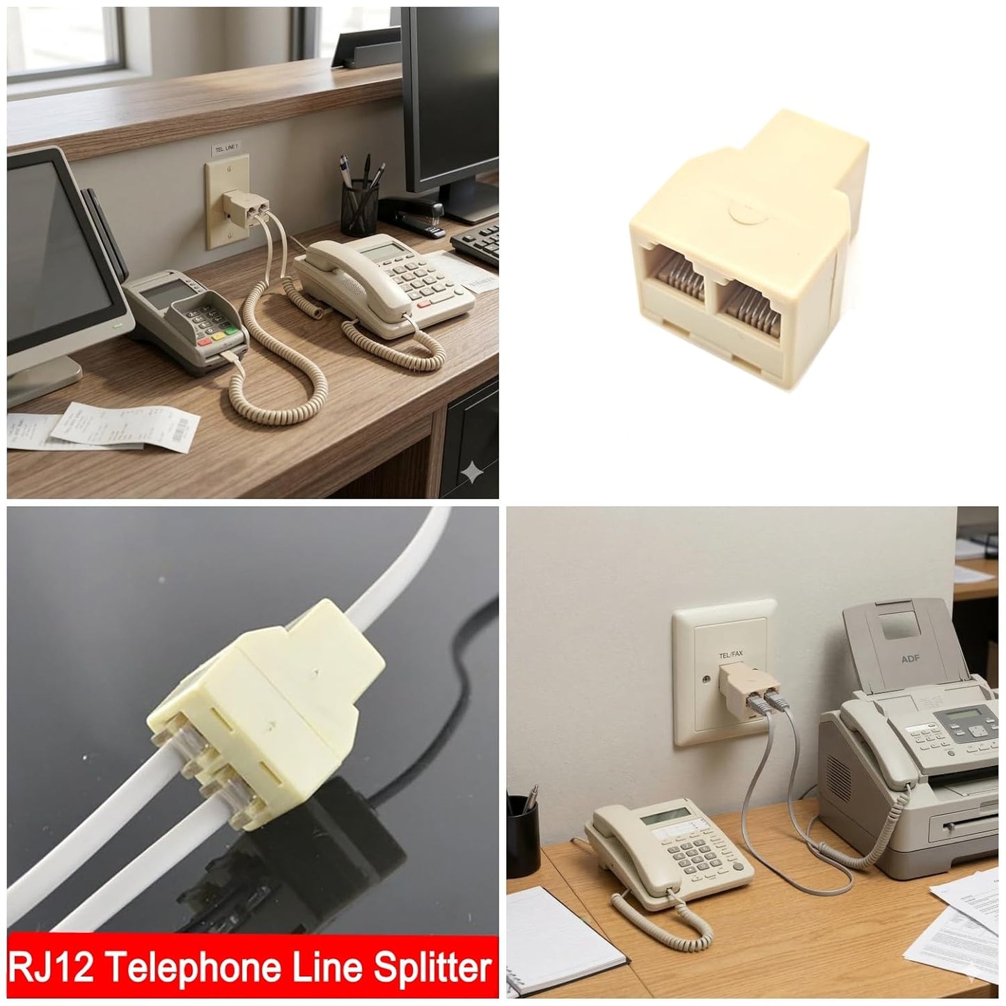 Adattatore Telefonico 1/2 Prese 6 Poli RJ11 per Linee Telefoniche e Cablaggio Voce