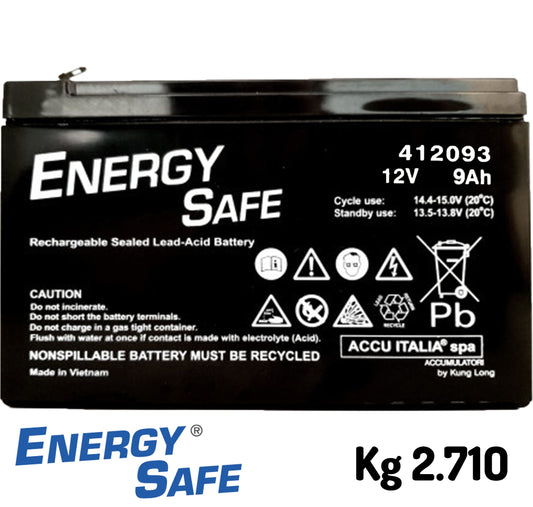 batteria al piombo 12v 9ah energy safe  faston grande *742