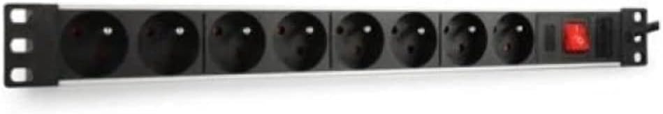 Multipresa Rack 8 Posti ITA/Schuko per Armadi Rack 19” con Interruttore e Protezione Sovraccarico