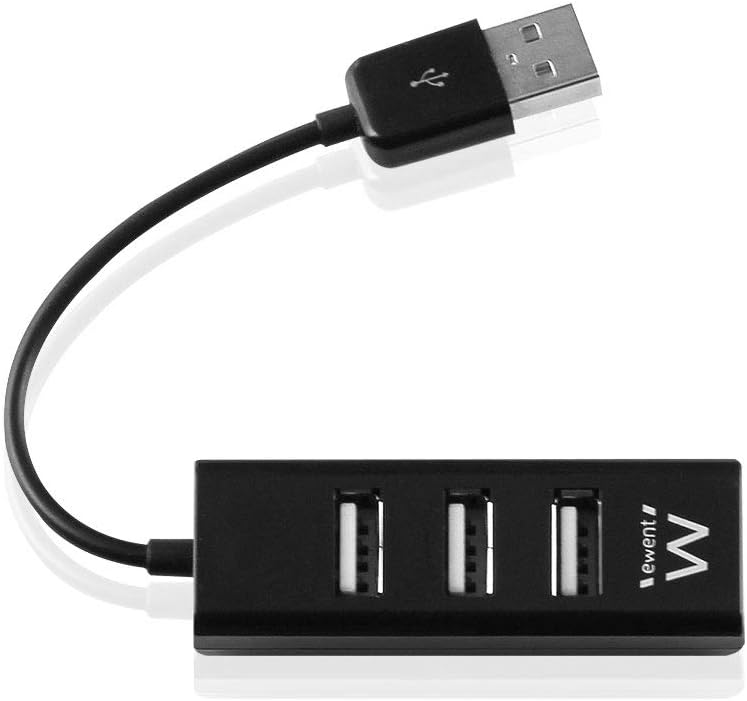 Ewent Hub USB 2.0 a 4 Porte, Mini, per PC Laptop Mouse Tastiera - Nero, Plug and Play EW1123
