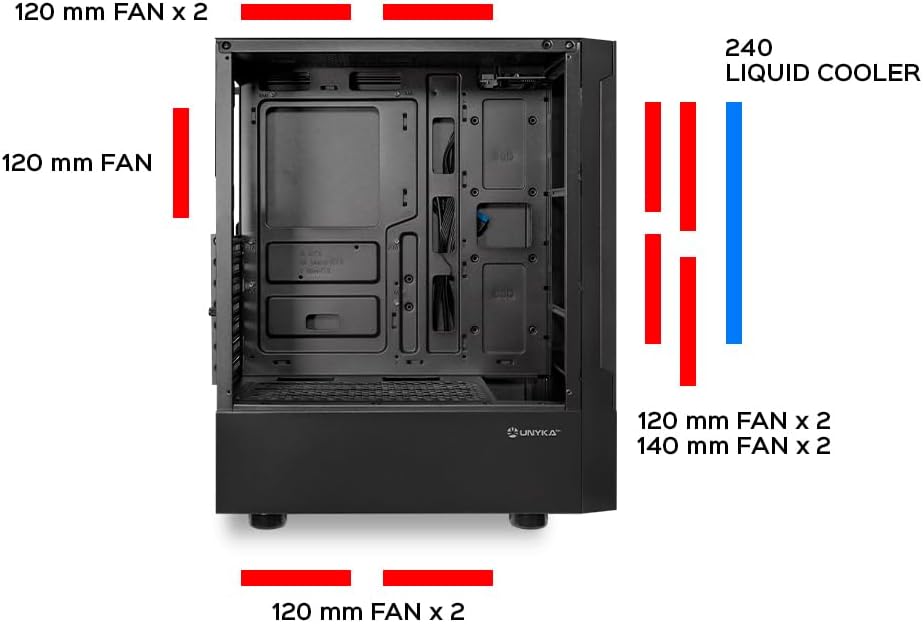 Unykach Aero C35 Case PC ATX con Alimentatore 500W Incluso USB 3.0 Audio