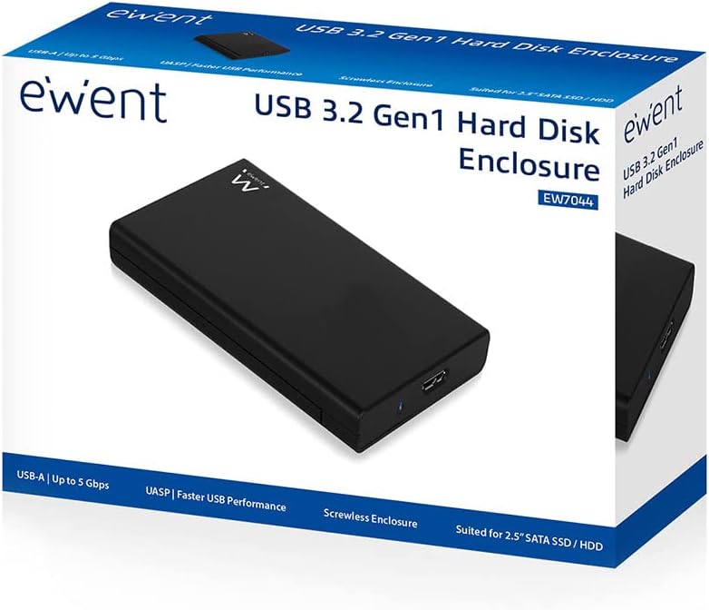 Box Esterno HDD SATA 2.5 USB 3.2 Gen1 Nero Ewent EW7021