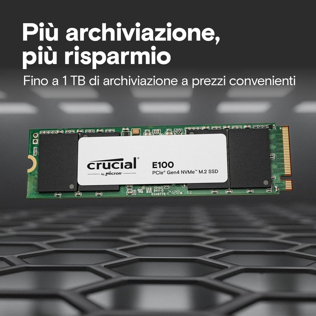 Crucial E100 480GB SSD NVMe M.2 2280 | Alta Velocità
