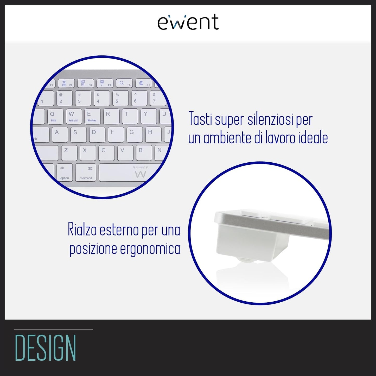 Ewent Mini Tastiera Bluetooth V3.0 Win/Mac/Android EW3160