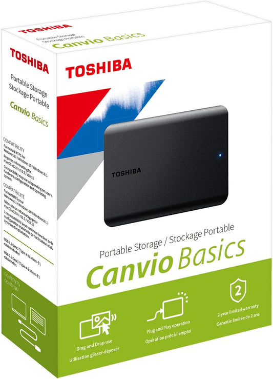 Toshiba 4TB Hard Disk Esterno 2.5" USB 3.0 Canvio Basics Portatile Backup - Nuovo