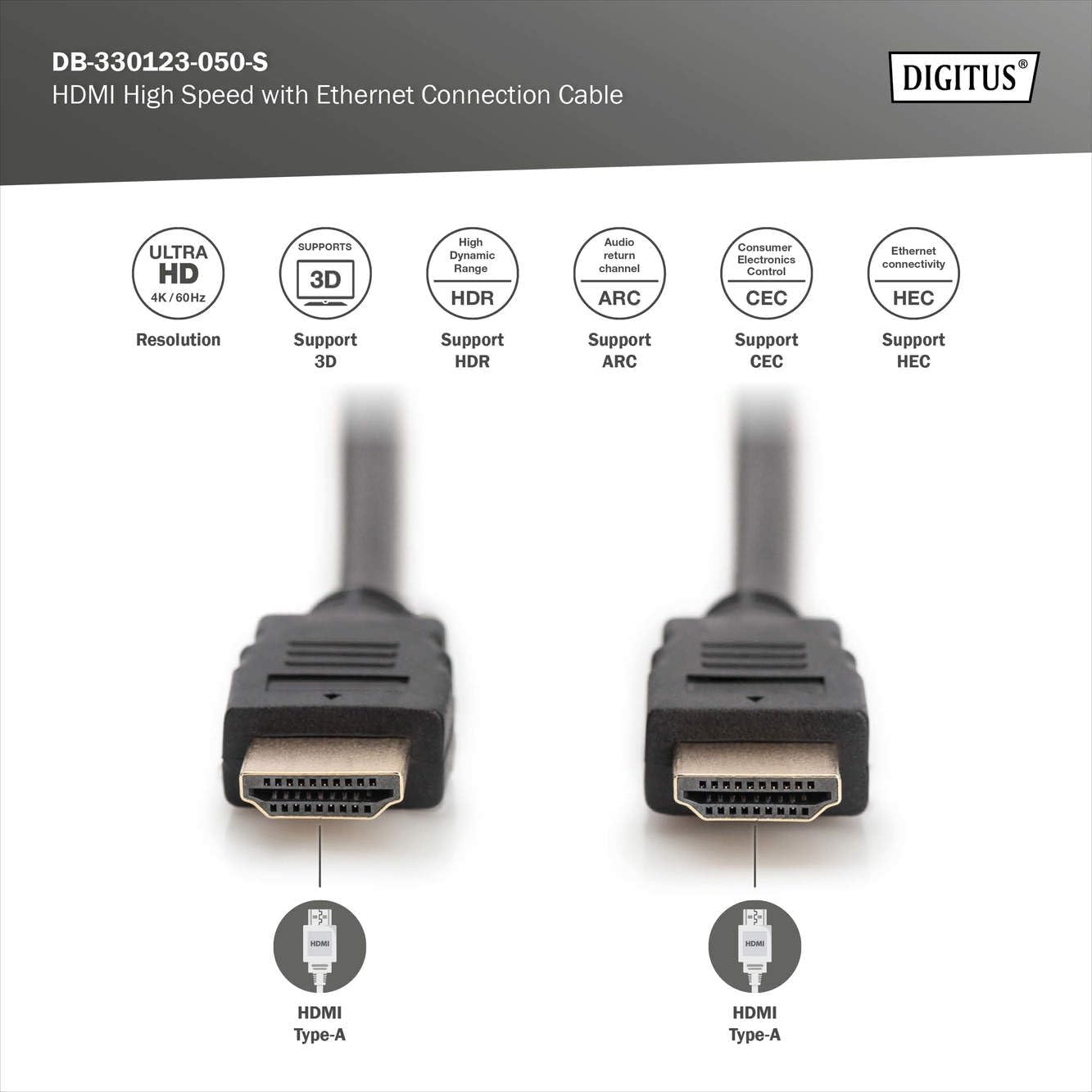 Cavo HDMI M/M 5 mt 3D High Speed Digitus