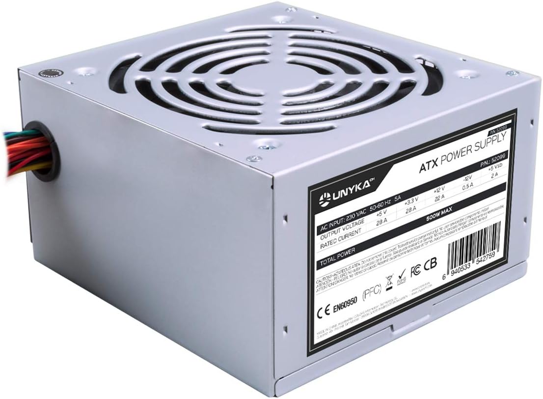 Unyka Alimentatore PC ATX 500W con Ventola 120mm Silenziosa