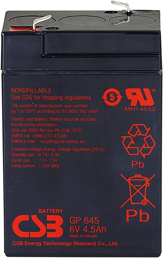 Batteria al Piombo 6V 4.5Ah CSB Faston 4.8mm