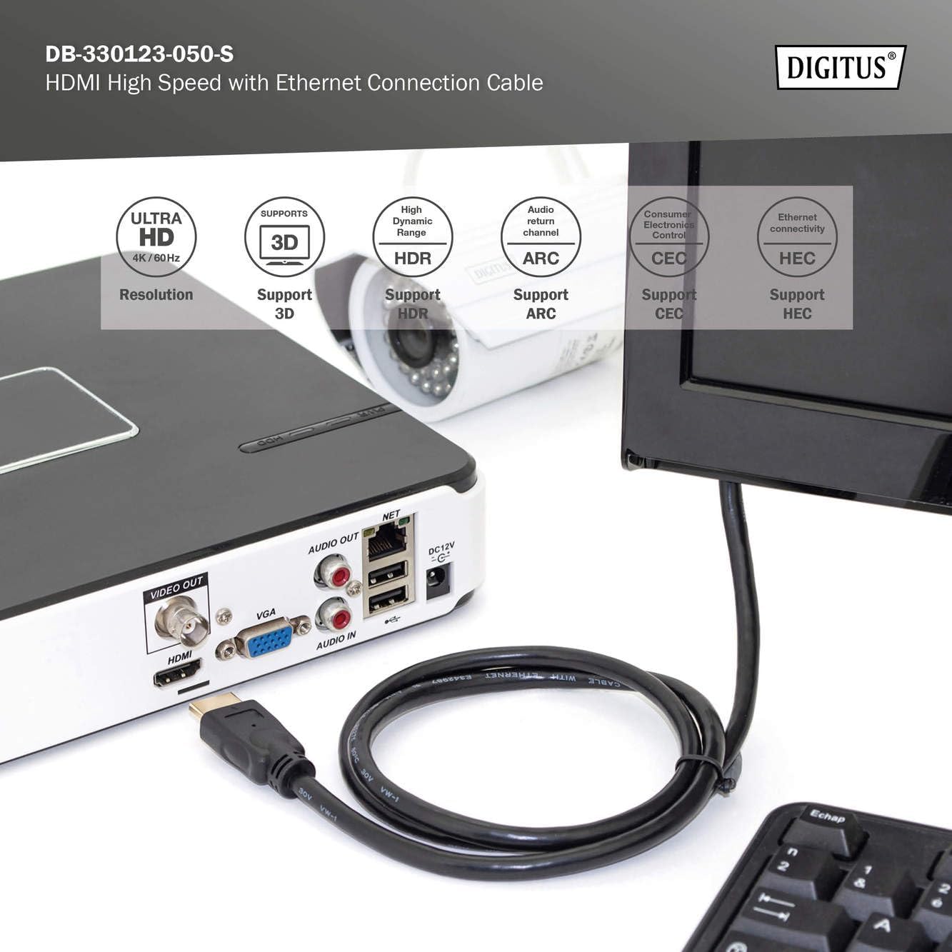 Cavo HDMI M/M 5 mt 3D High Speed Digitus