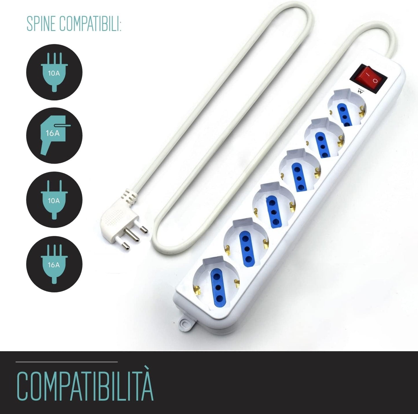 Ewent Presa Multipla 6 Schuko Bianca - EW3922