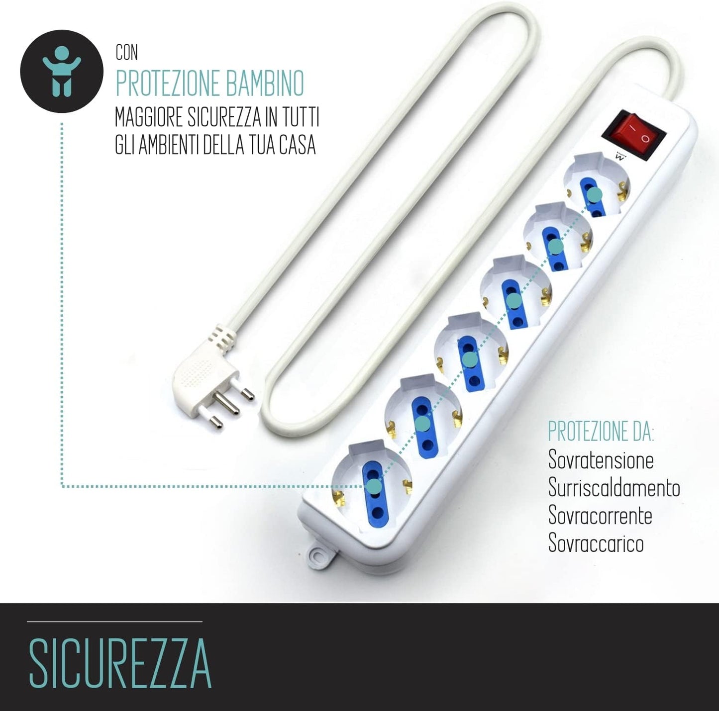 Ewent Presa Multipla 6 Schuko Bianca - EW3922