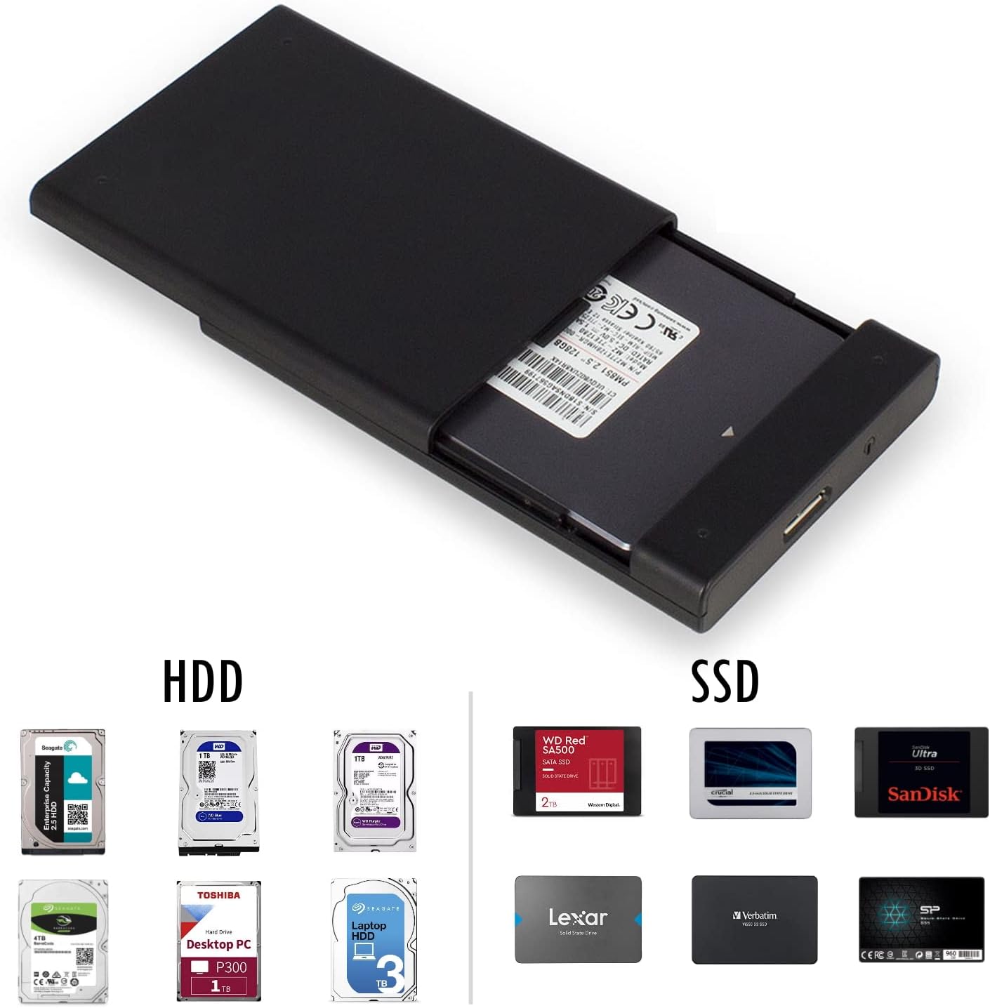 Box Esterno HDD SATA 2.5 USB 3.2 Gen1 Nero Ewent EW7021