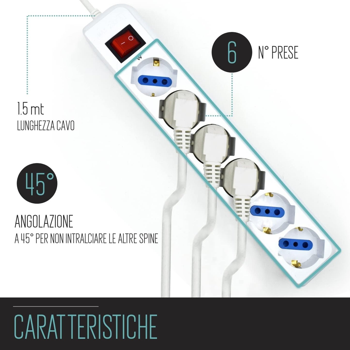 Ewent Presa Multipla 6 Schuko Bianca - EW3922