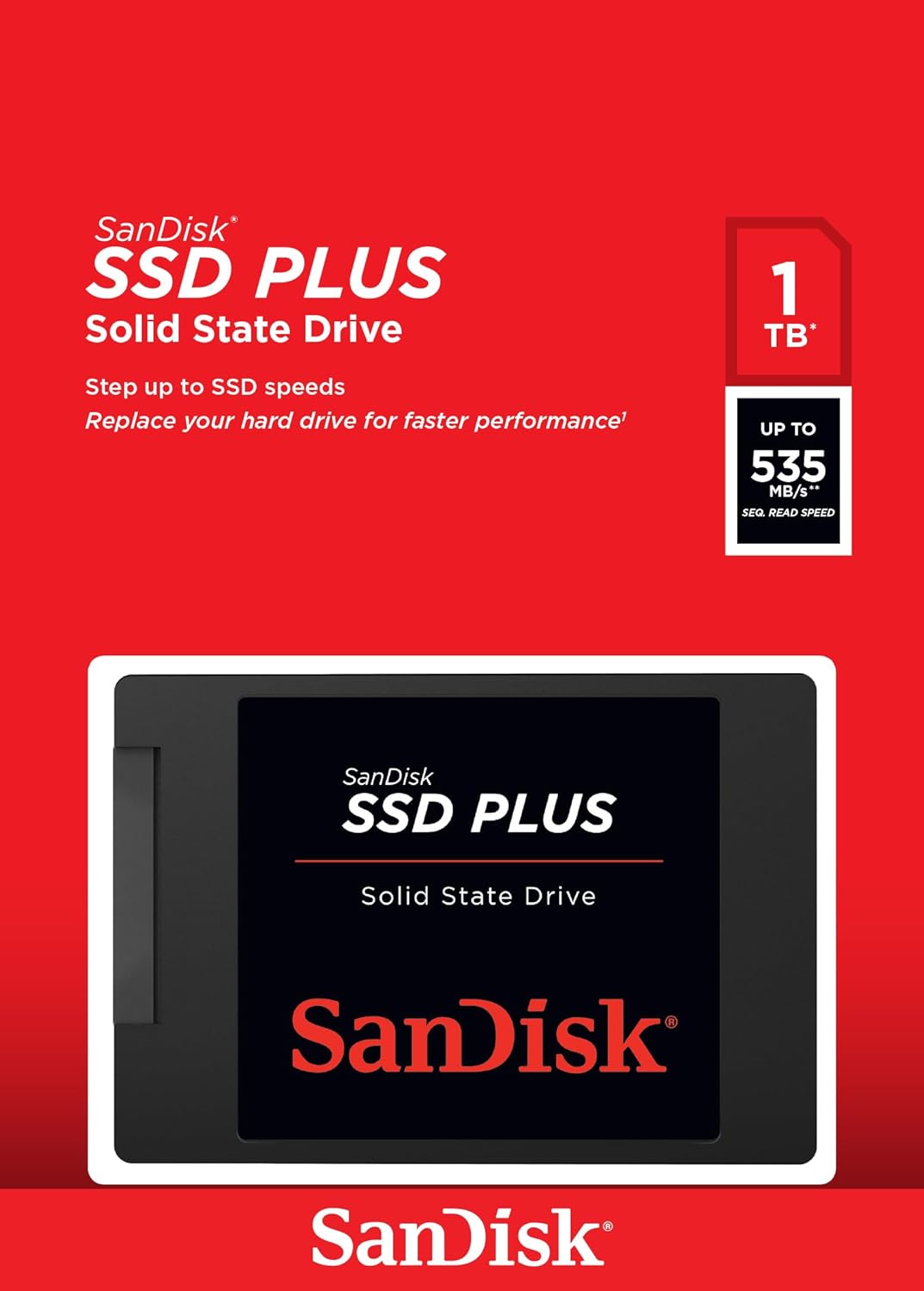 SanDisk SSD Plus 1TB 2.5" SATA3 Solid State Drive Interno - Nuovo