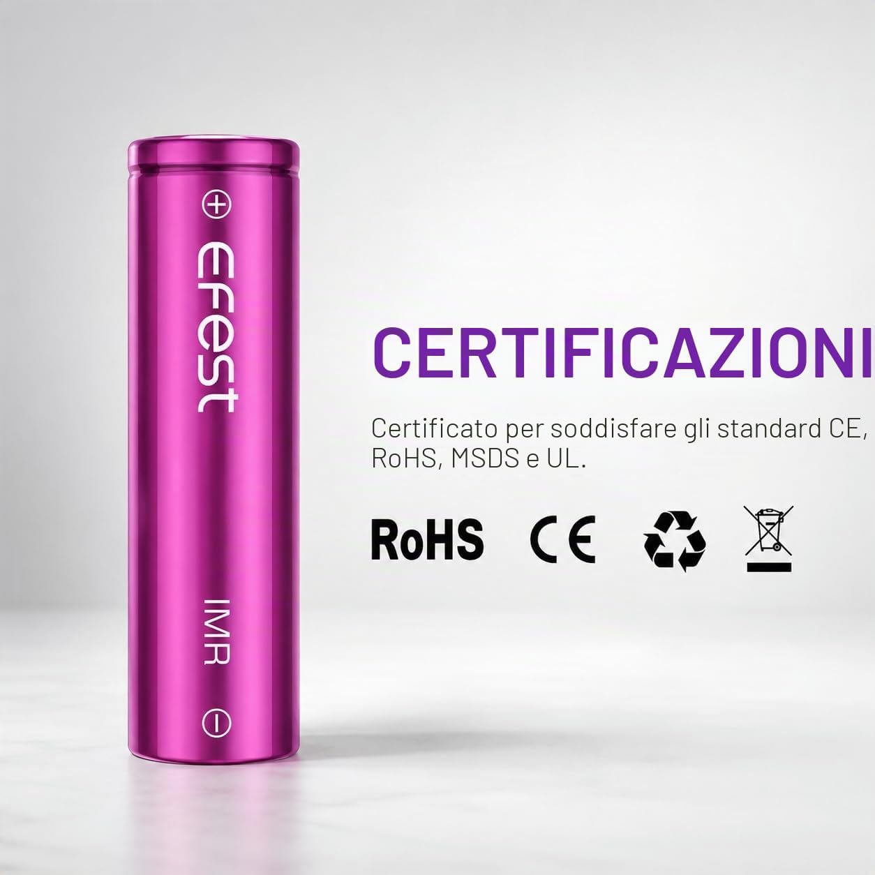 Efest 18650 Batteria Ricaricabile Li-ion 3500mAh 3.7V ad Alta Potenza – Celle Protette per Torce, Vape e Dispositivi Elettronici