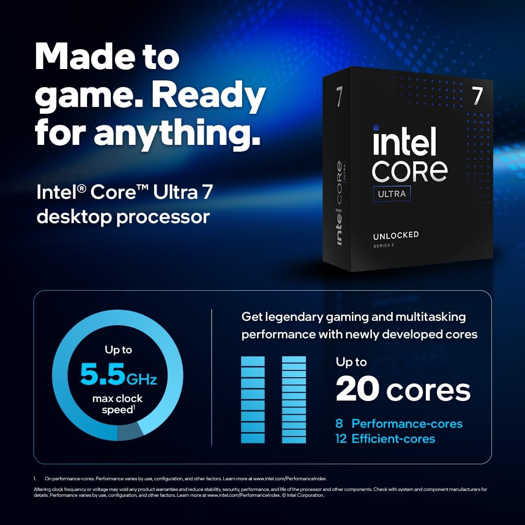 Intel Core Ultra 7 265K Processore Arrow Lake 3.9GHz Socket LGA1851 30MB Cache - BOX Nuovo