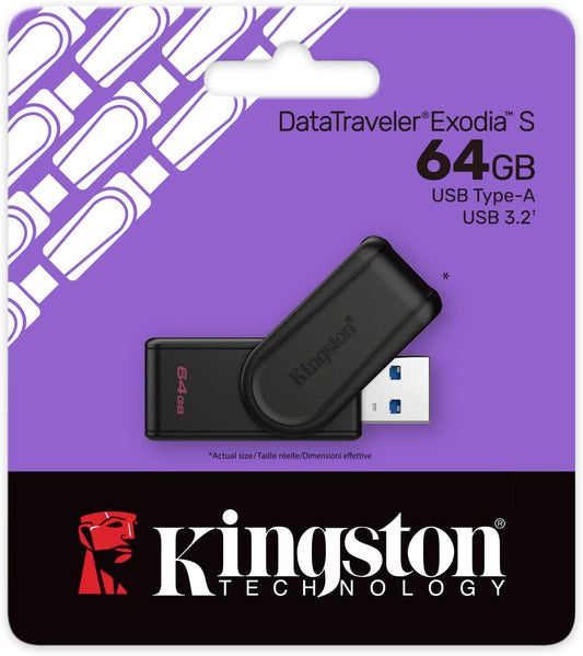 Kingston 64GB Pendrive Exodia S USB 3.2 Gen 1 Memoria Portatile con Cappuccio - Nuova