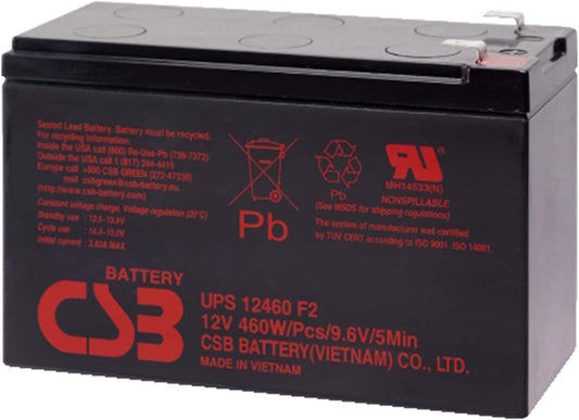 Batteria al Piombo 12V 9Ah UPS12460 CSB Faston Grande per UPS e Allarmi