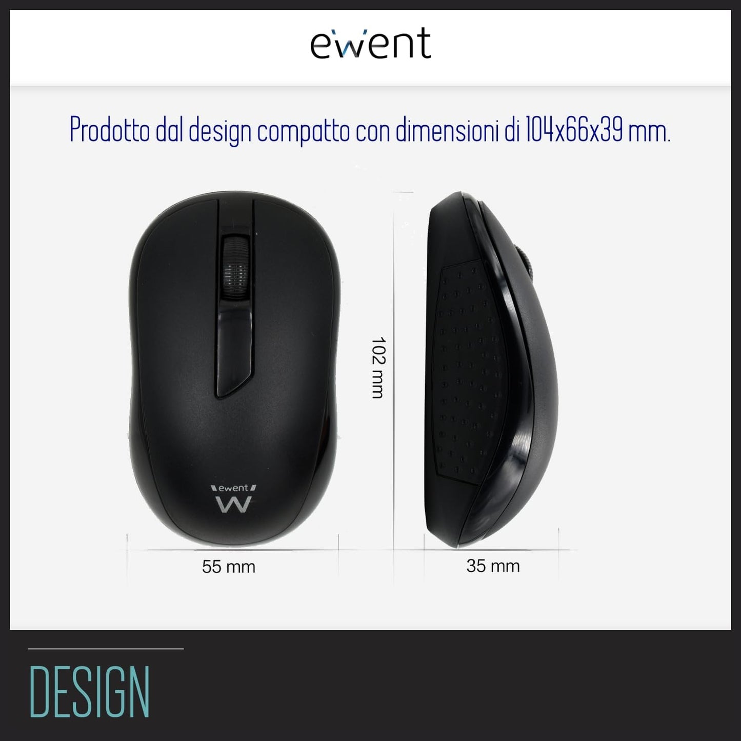 Ewent Mouse Wireless USB Ottico 1000 DPI Nero - EW3223