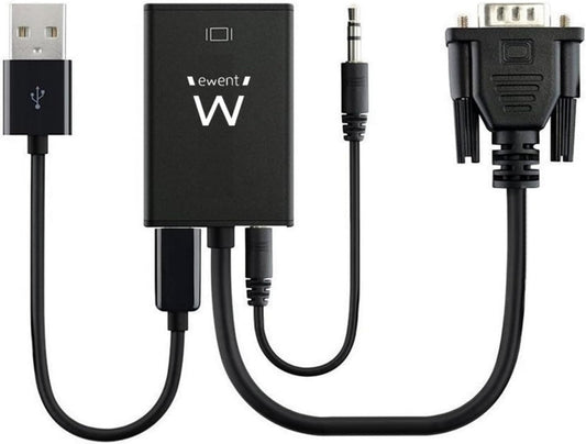 Adattatore Cavo VGA 15 Poli Maschio a HDMI Femmina 23 cm Ewent per Monitor e PC
