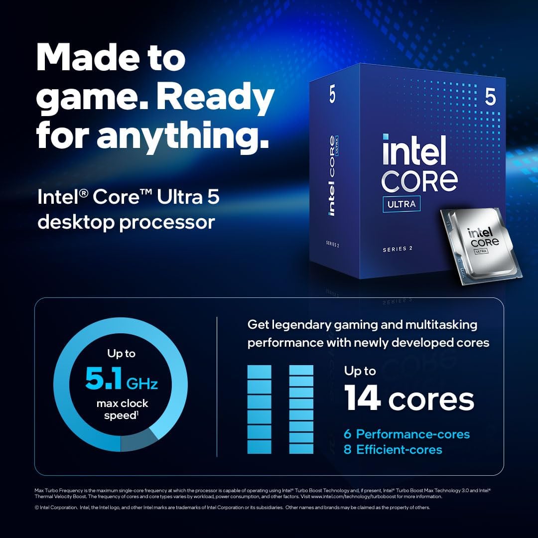 Intel Core Ultra 5 Processore Arrow Lake 3.3-4.9GHz Socket LGA1851 con Grafica Integrata - BOX Nuovo