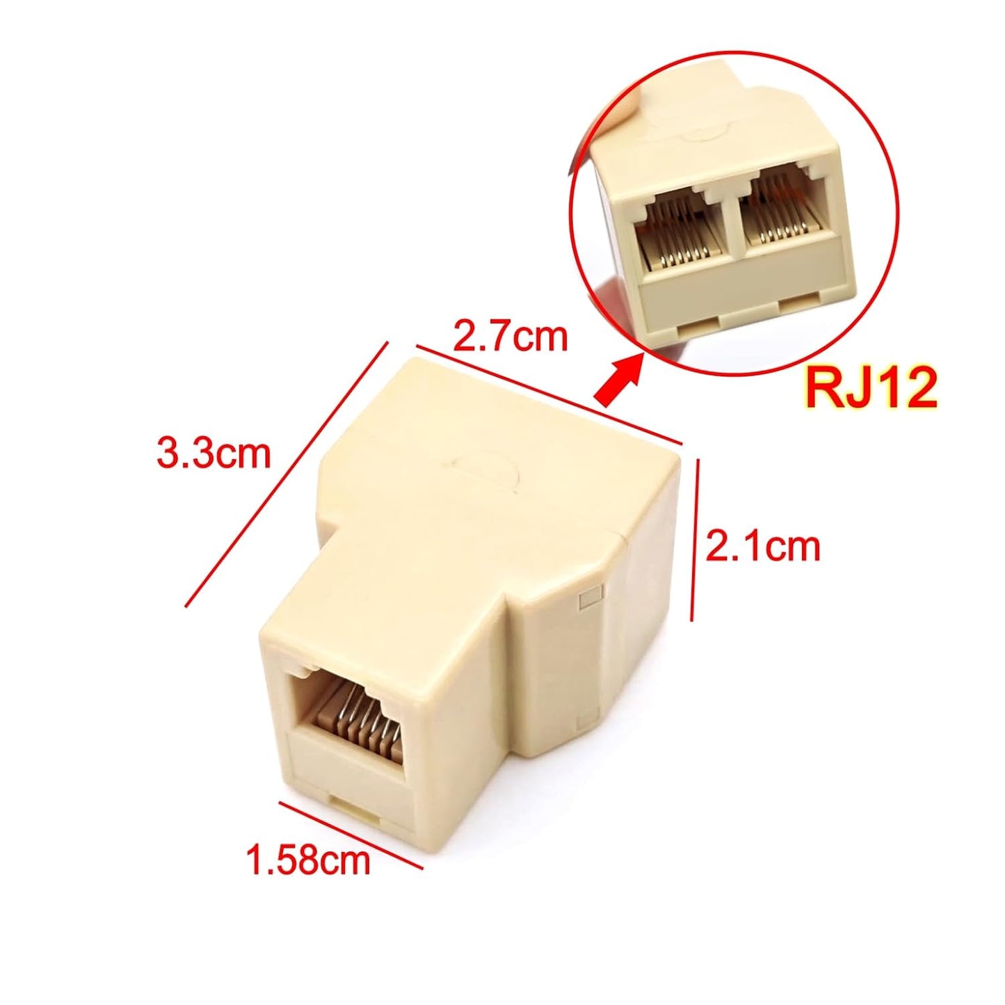 Adattatore Telefonico 1/2 Prese 6 Poli RJ11 per Linee Telefoniche e Cablaggio Voce