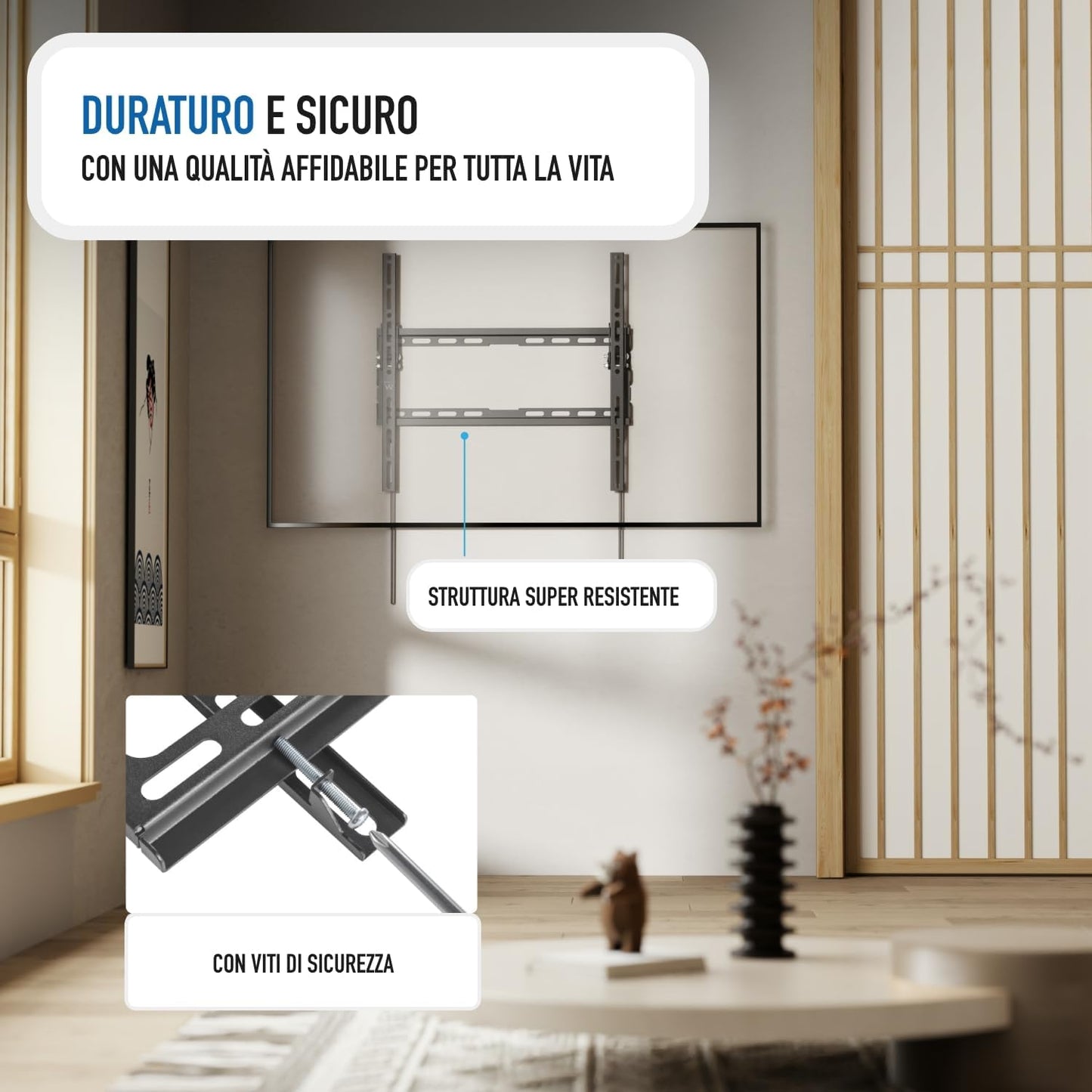 Supporto a Muro per Monitor e TV LCD 37”–70” Regolabile Universale VESA Robusto in Acciaio