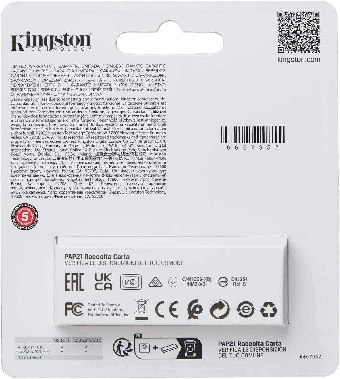 Kingston 256GB Pendrive Exodia S USB 3.2 Gen 1 Memoria Portatile Alta Velocità - Nuova