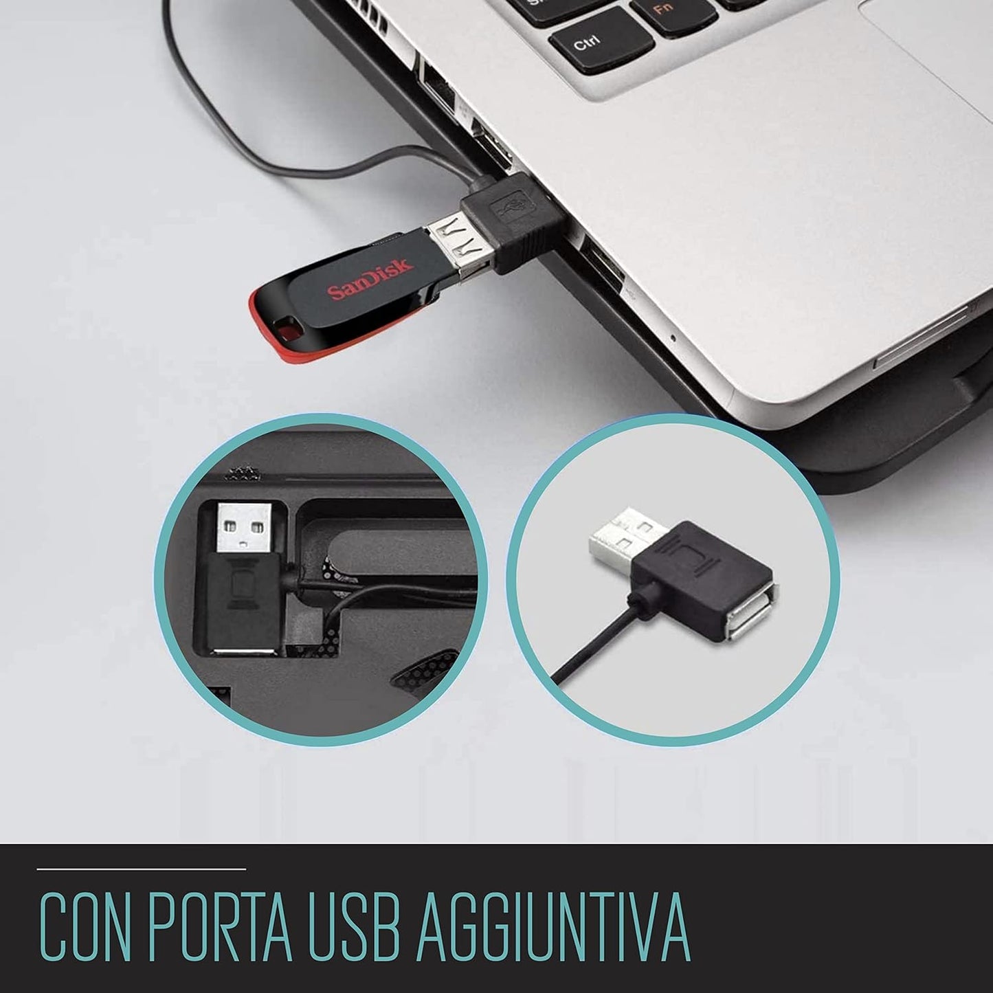 Supporto Alza Notebook Regolabile con 1 Ventola 120mm per Laptop fino a 17” Ewent Raffreddamento USB