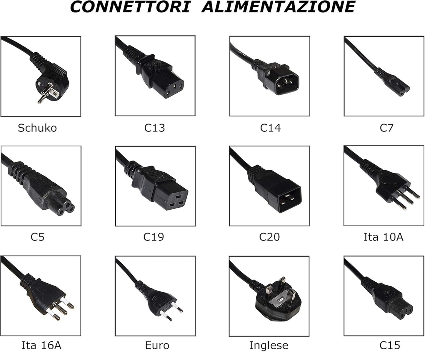 Cavo Alimentazione Spina Italiana 3 Poli 1.8m per PC Monitor Stampanti Compatibile Compaq