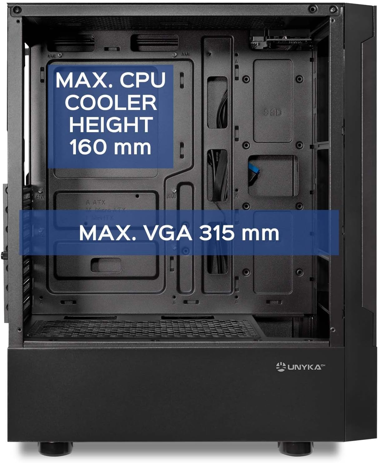 Unykach Aero C35 Case PC ATX con Alimentatore 500W Incluso USB 3.0 Audio