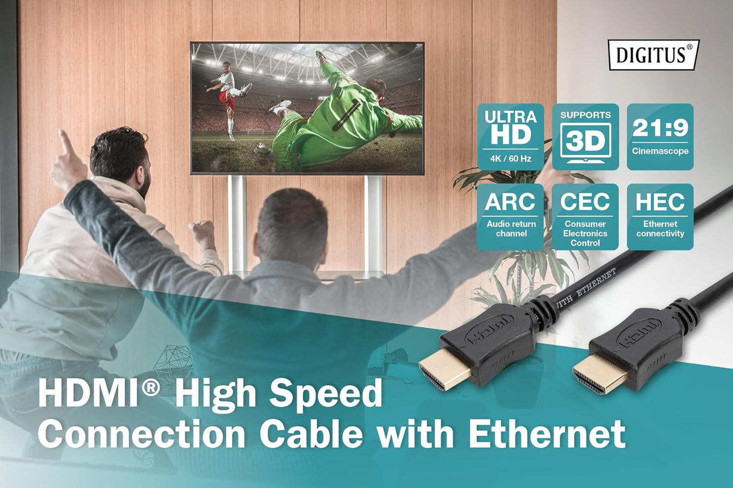 Cavo HDMI M/M 3 mt 3D Ethernet 4K Ultra HD Digitus