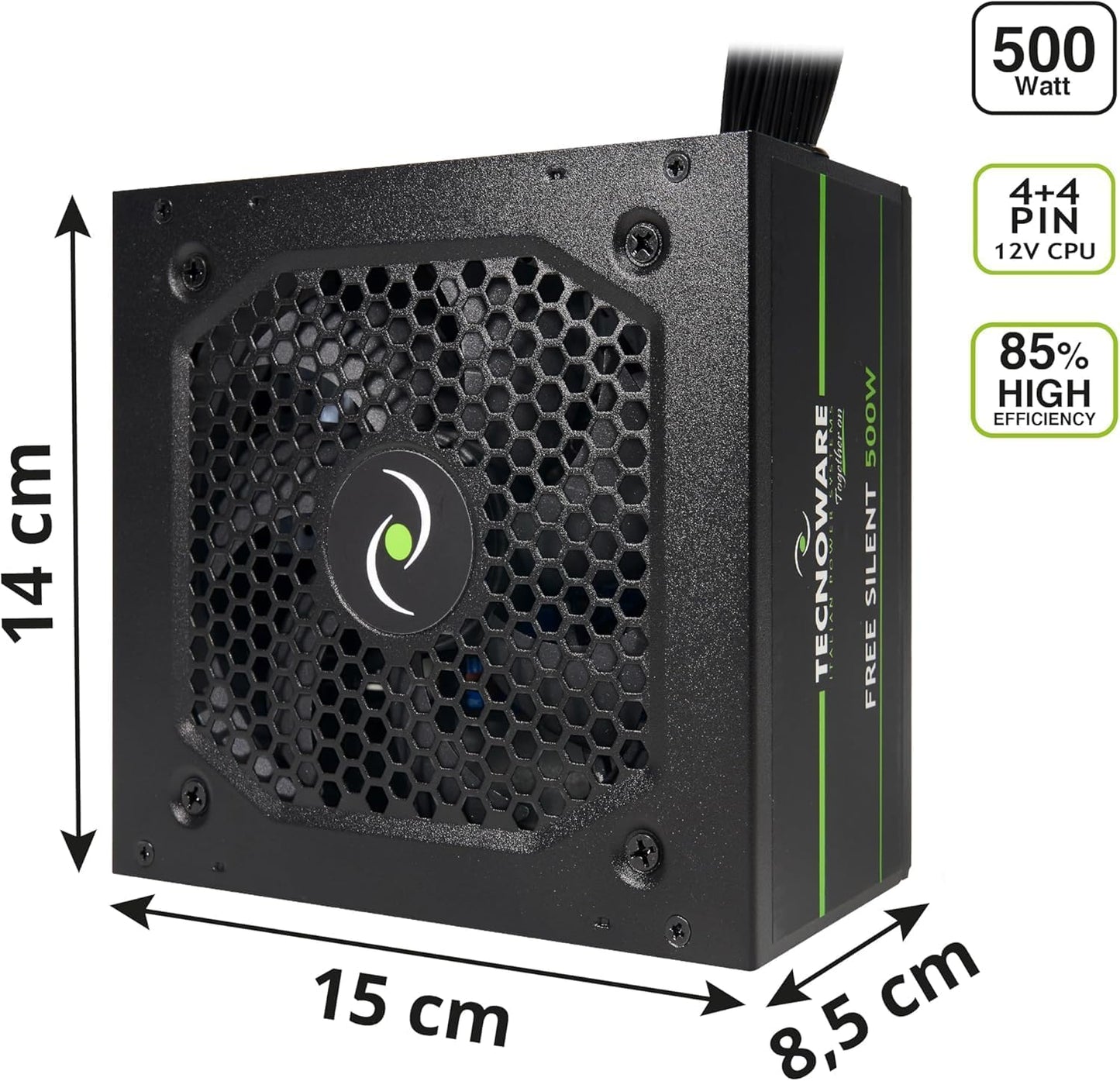 Tecnoware Alimentatore PC SPEED 500W ATX con Ventola 120mm