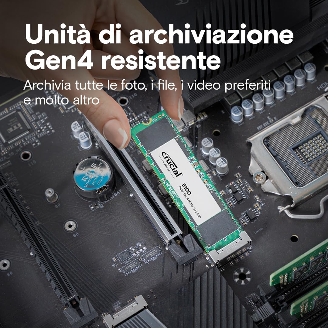 Crucial E100 480GB SSD NVMe M.2 2280 | Alta Velocità