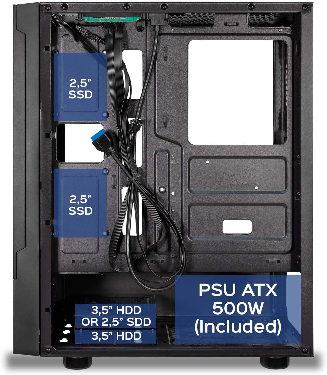 Unykach Aero C35 Case PC ATX con Alimentatore 500W Incluso USB 3.0 Audio
