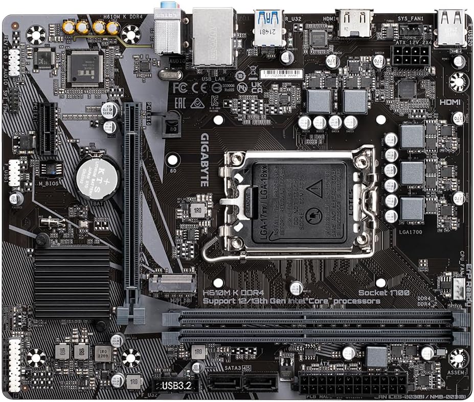 Scheda Madre Gigabyte LGA1700 DDR4 - Alder Lake USB 3.2 LAN H610M K DDR4