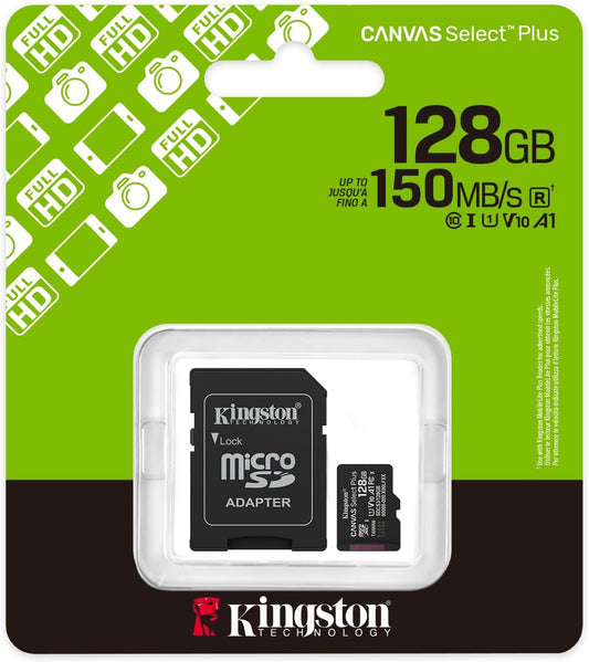 Kingston Scheda MicroSDXC da 128 GB, Classe 10, UHS-I, per Video HD, con Adattatore SD - SDCS3-128GB
