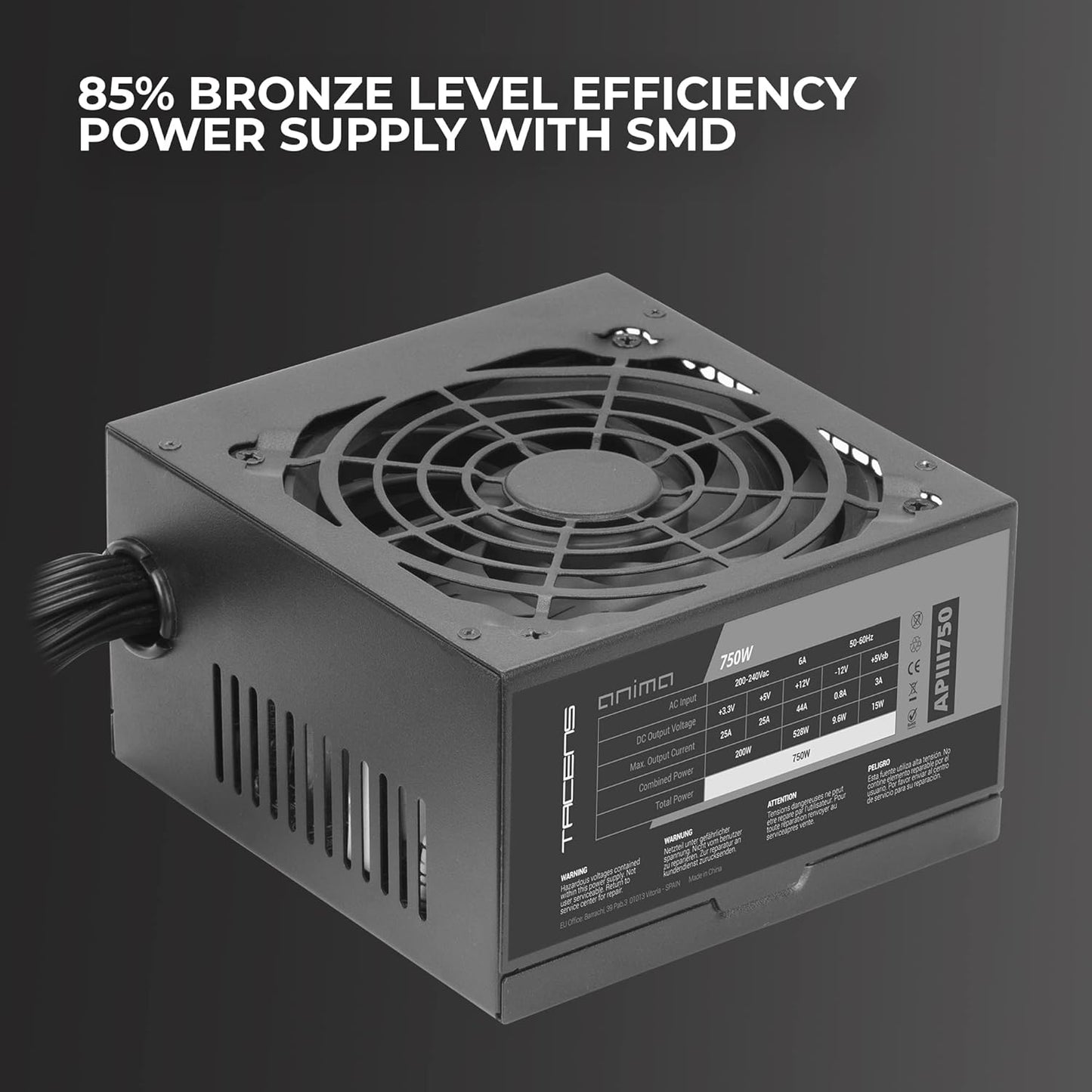 Tacens Alimentatore 750W 80 PLUS Bronze ATX Nero