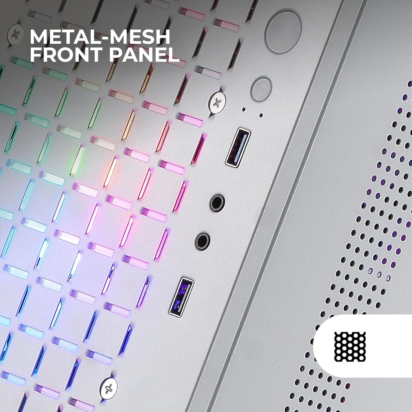 Mars Gaming Case PC Micro-ATX Bianco con 2 Ventole RGB Frontali Incluse