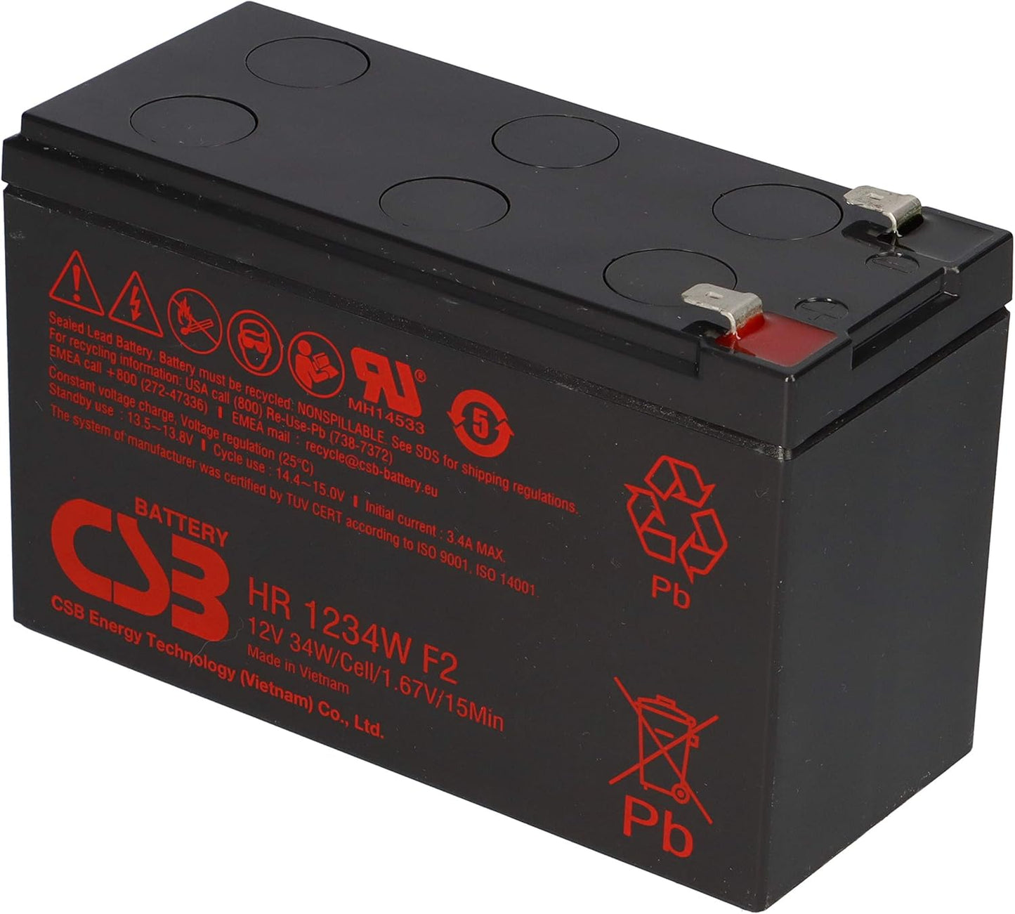 Batteria Piombo 12V 9Ah CSB Faston 6.3mm