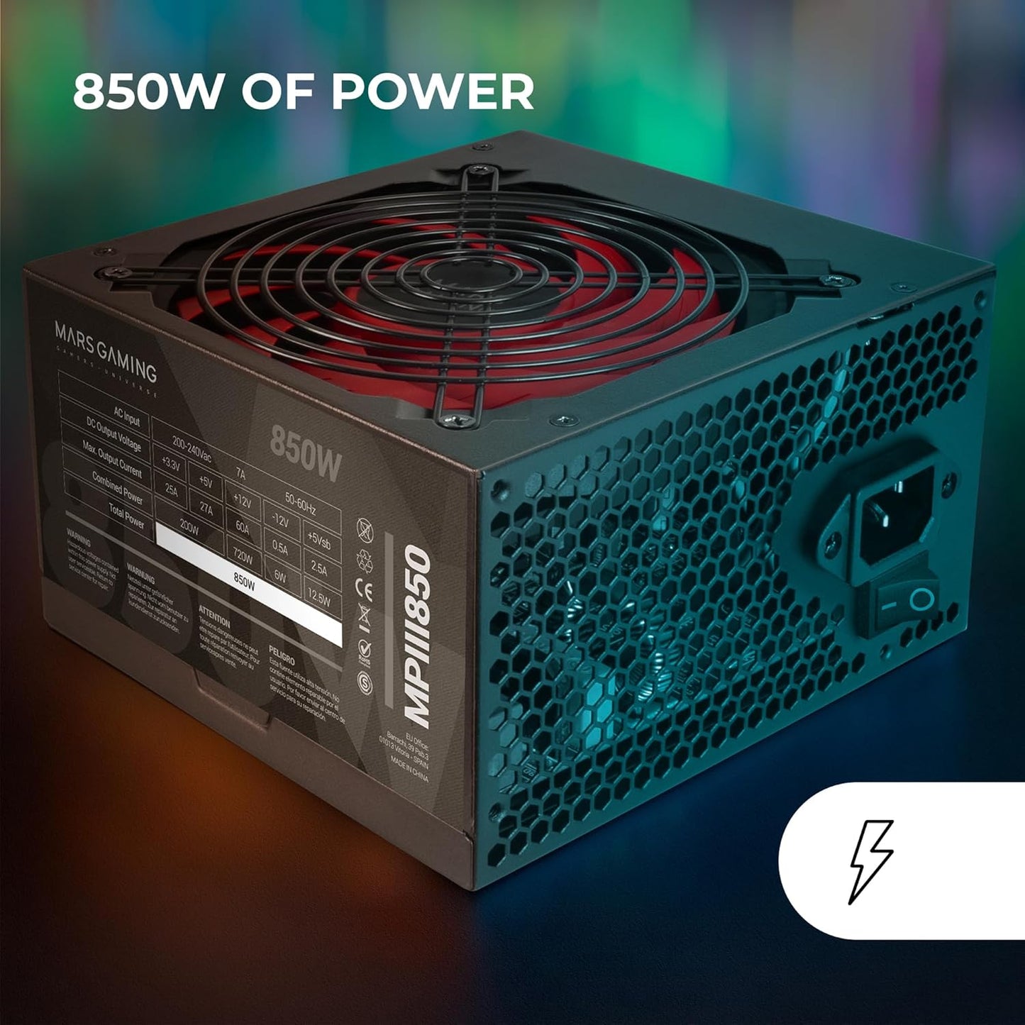 Mars Gaming Alimentatore PC 850W ATX con Ventola 120mm Silenziosa
