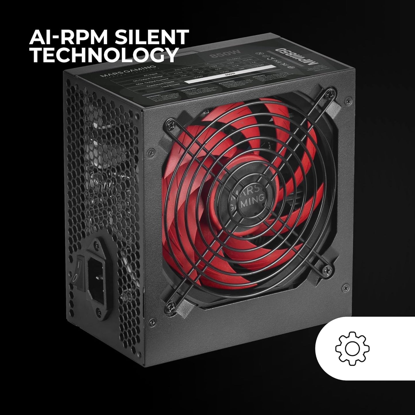 Mars Gaming Alimentatore PC 850W ATX con Ventola 120mm Silenziosa