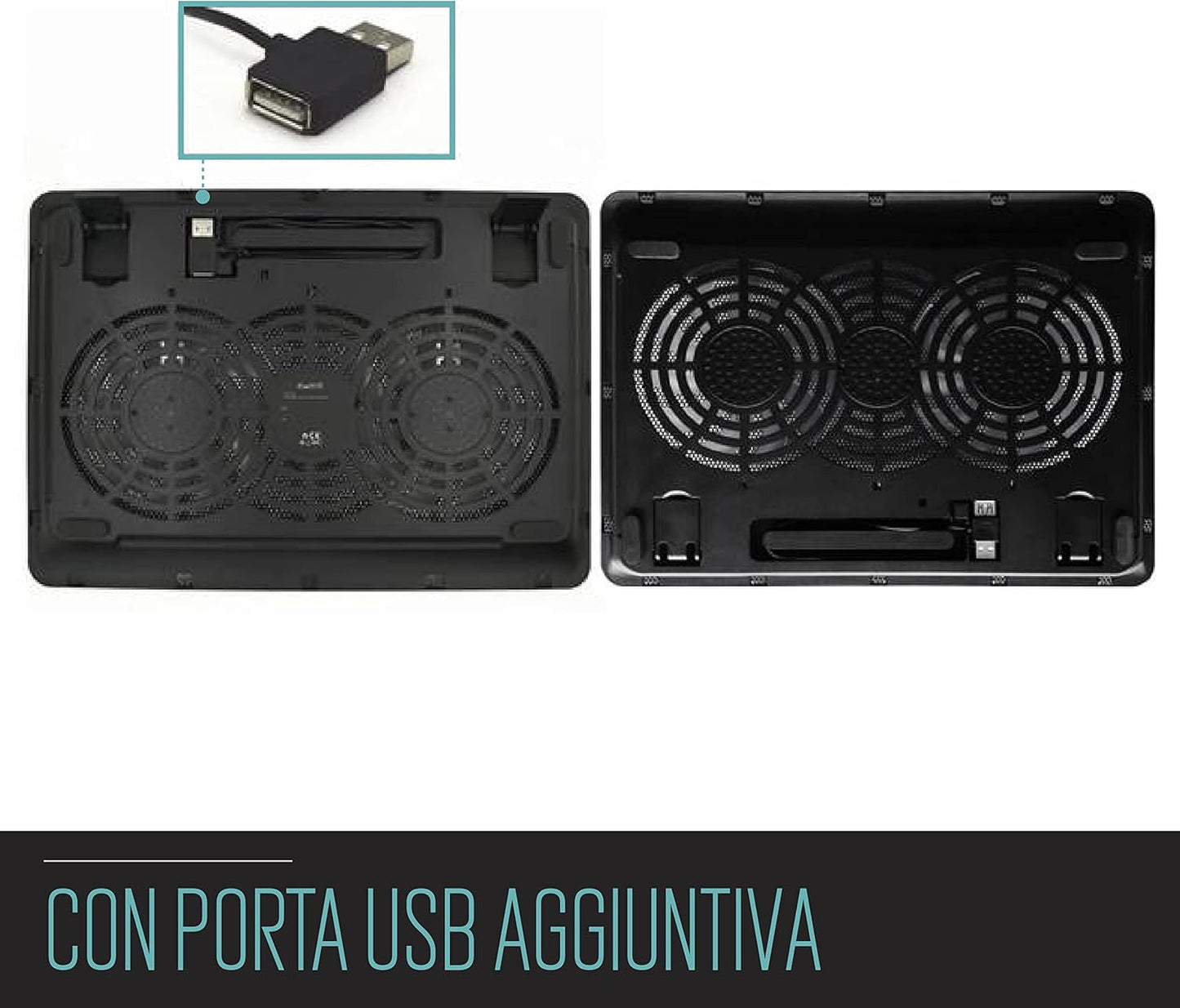 Supporto Alza Notebook con 2 Ventole 120mm per Laptop fino a 17” Ewent Raffreddamento USB