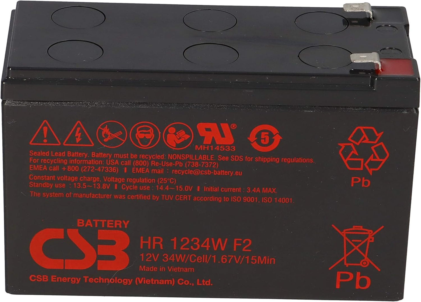 Batteria Piombo 12V 9Ah CSB Faston 6.3mm
