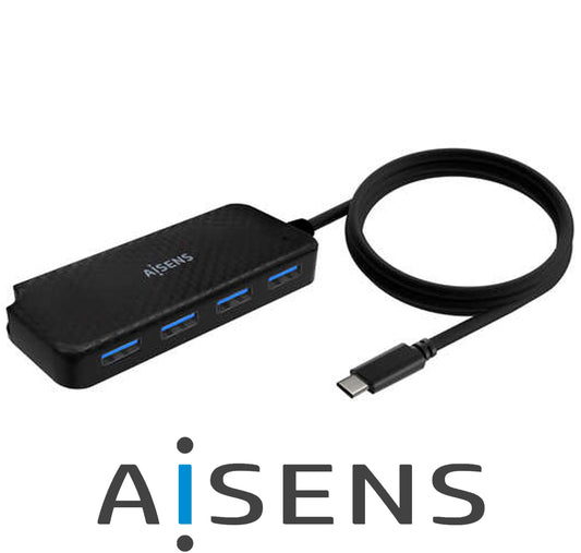 HUB usb-c maschio a 4x usb-a 3.1 femmina 60cm nero aisens *572