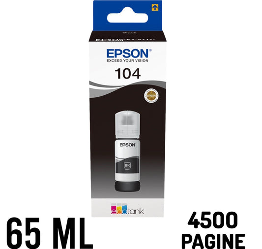 flacone epson 65ml ecotank 104 black C13T00P140