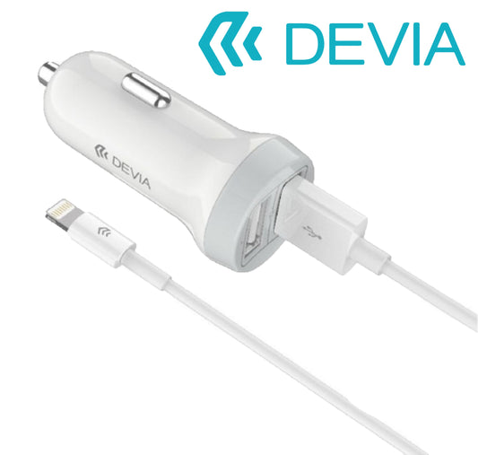 alimentatore 2 usb da auto 5v 3.1a+cavo lightning devia 1mt*491