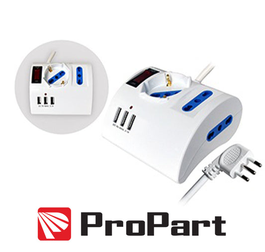 Presa multipla 3posti bipasso/schuko 16a +3usb 3.1a bianca * 491