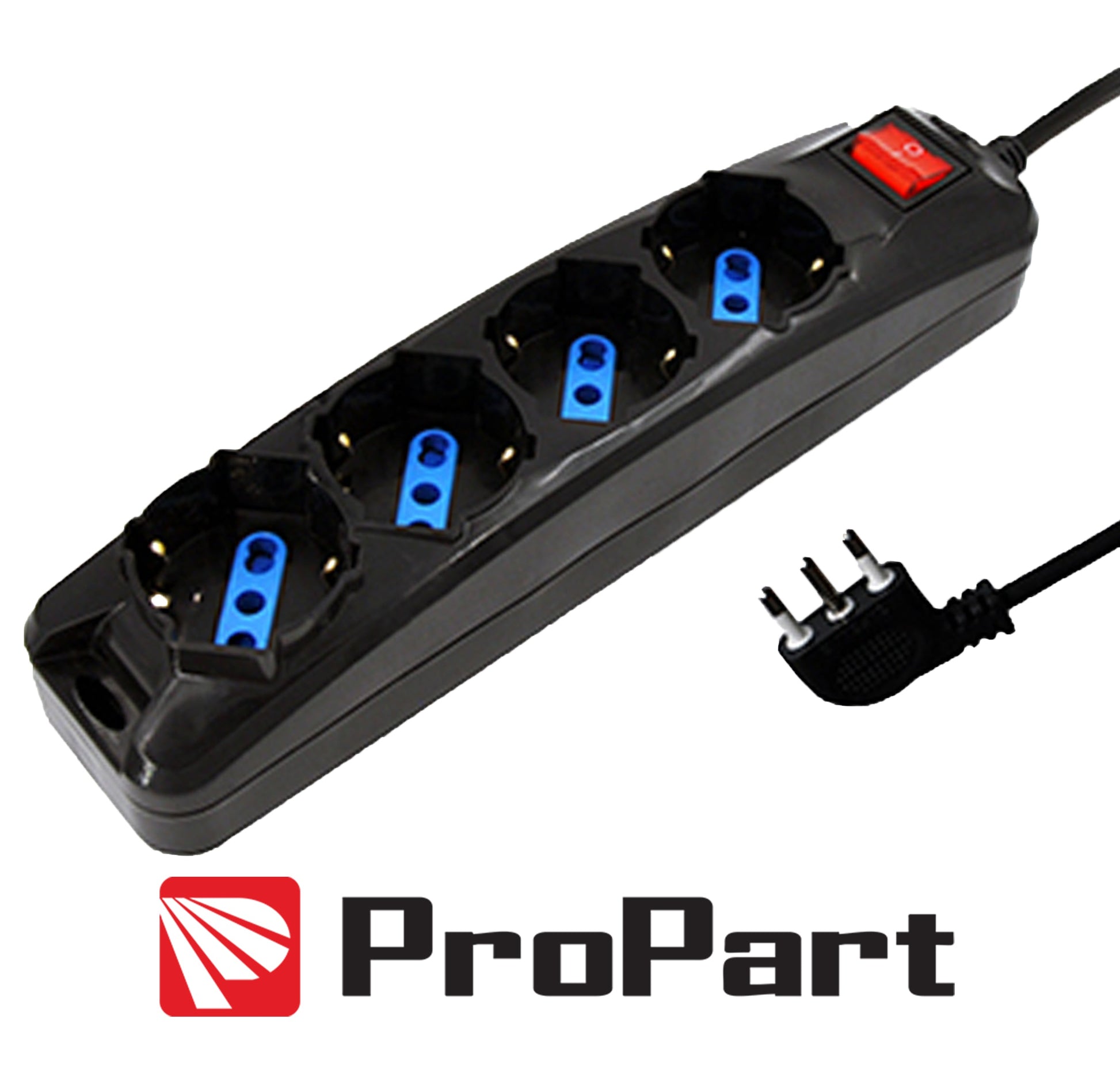presa multipla 4 prese bipasso/shuko con interr. nera *491
